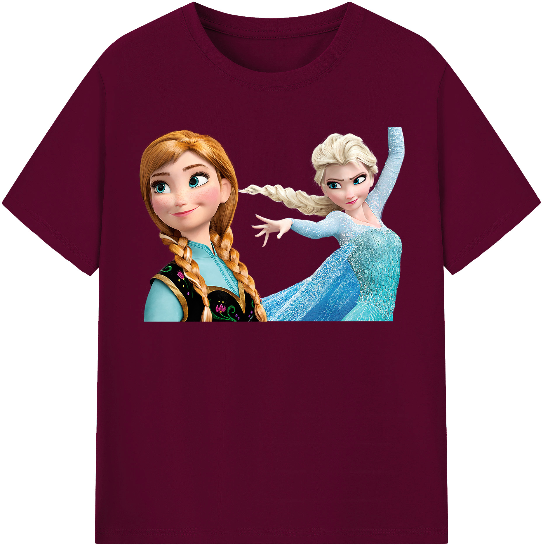 （画像用） アナと雪の女王 アンナ エルサ Frozen Anna Elsa レディースカジュアルプリントTシャツ（綿100％）